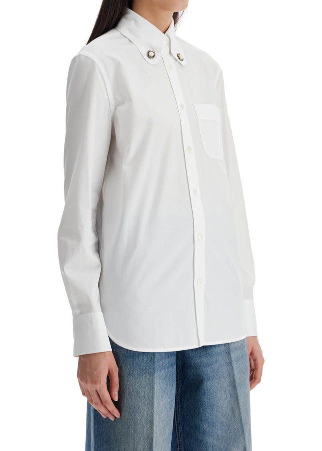 Valentino Garavani structured collar white optical long sleeve cotton shirt