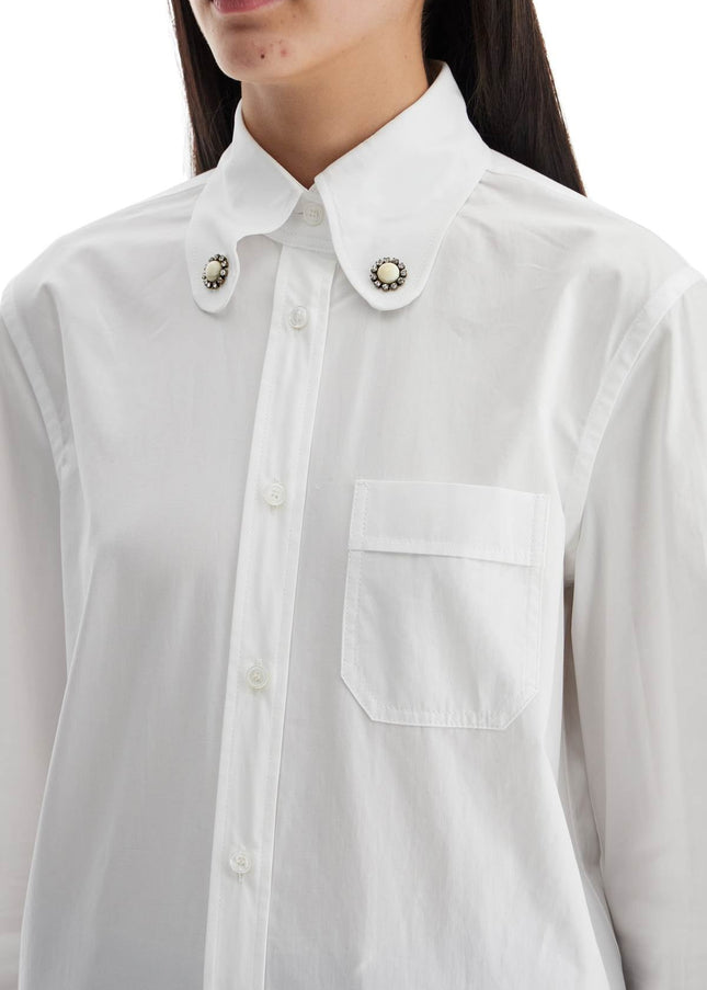 Valentino Garavani structured collar white optical long sleeve cotton shirt