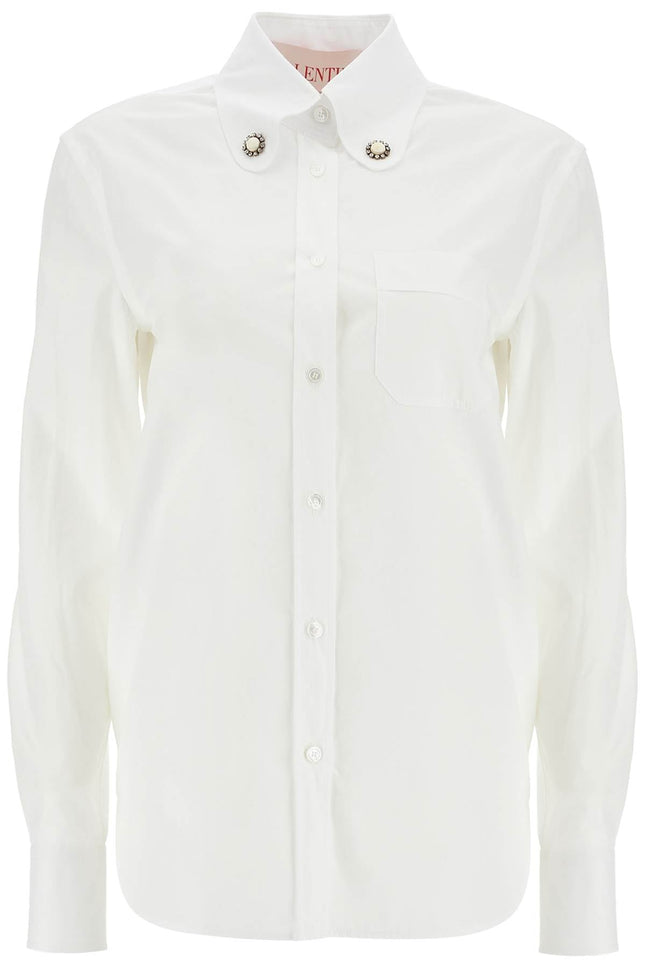 Valentino Garavani structured collar white optical long sleeve cotton shirt