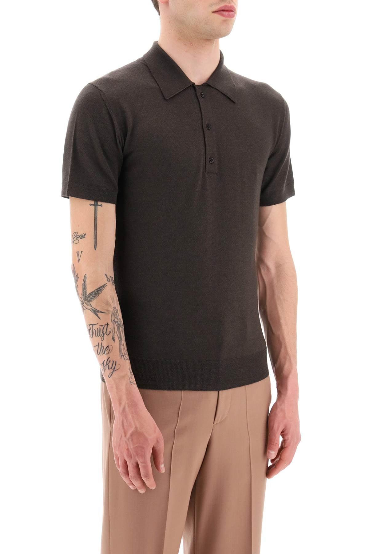 Valentino cashmere and silk knit polo shirt - Brown