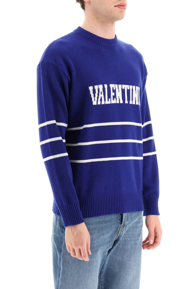 Valentino pullover with jacquard lettering logo - Blue