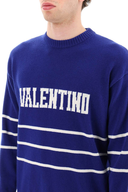 Valentino pullover with jacquard lettering logo - Blue