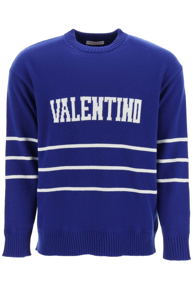 Valentino pullover with jacquard lettering logo - Blue