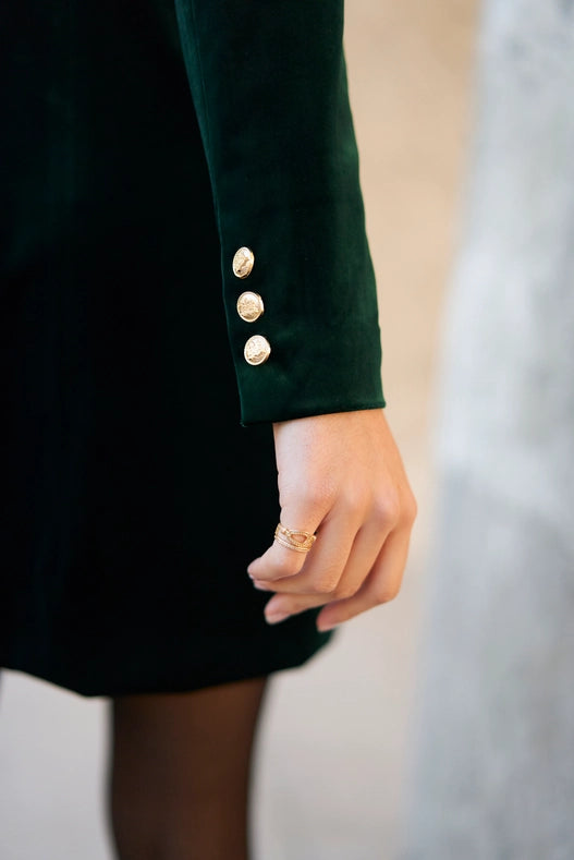 Velvet Double Breasted Jacket Dress Bottle Green