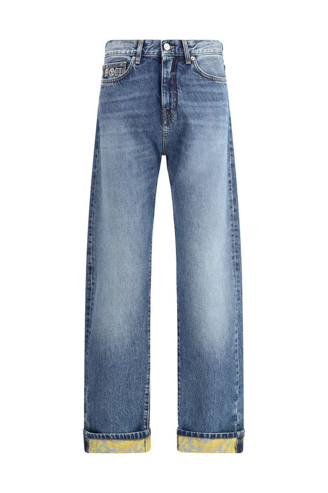 Versace Barocco Turn-Up Jeans