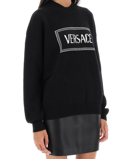 Versace crew-neck sweater with logo inlay