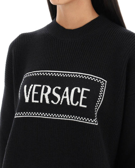 Versace crew-neck sweater with logo inlay