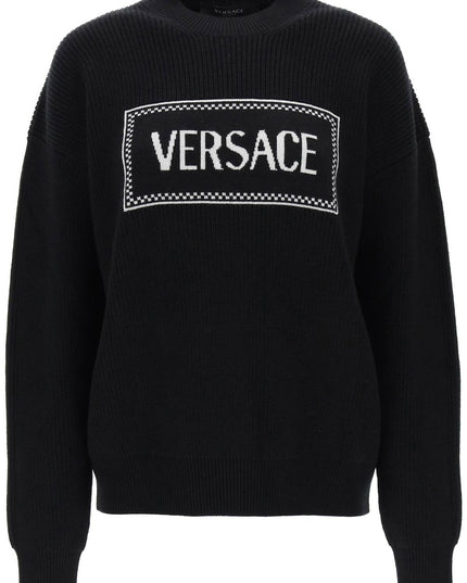 Versace crew-neck sweater with logo inlay