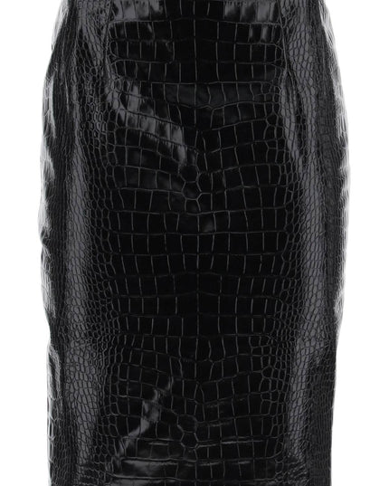 Versace croco-effect leather pencil skirt