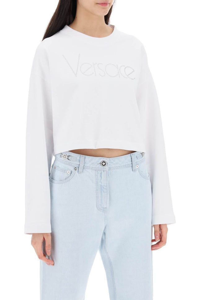 Versace "cropped sweatshirt with rhinestone - White