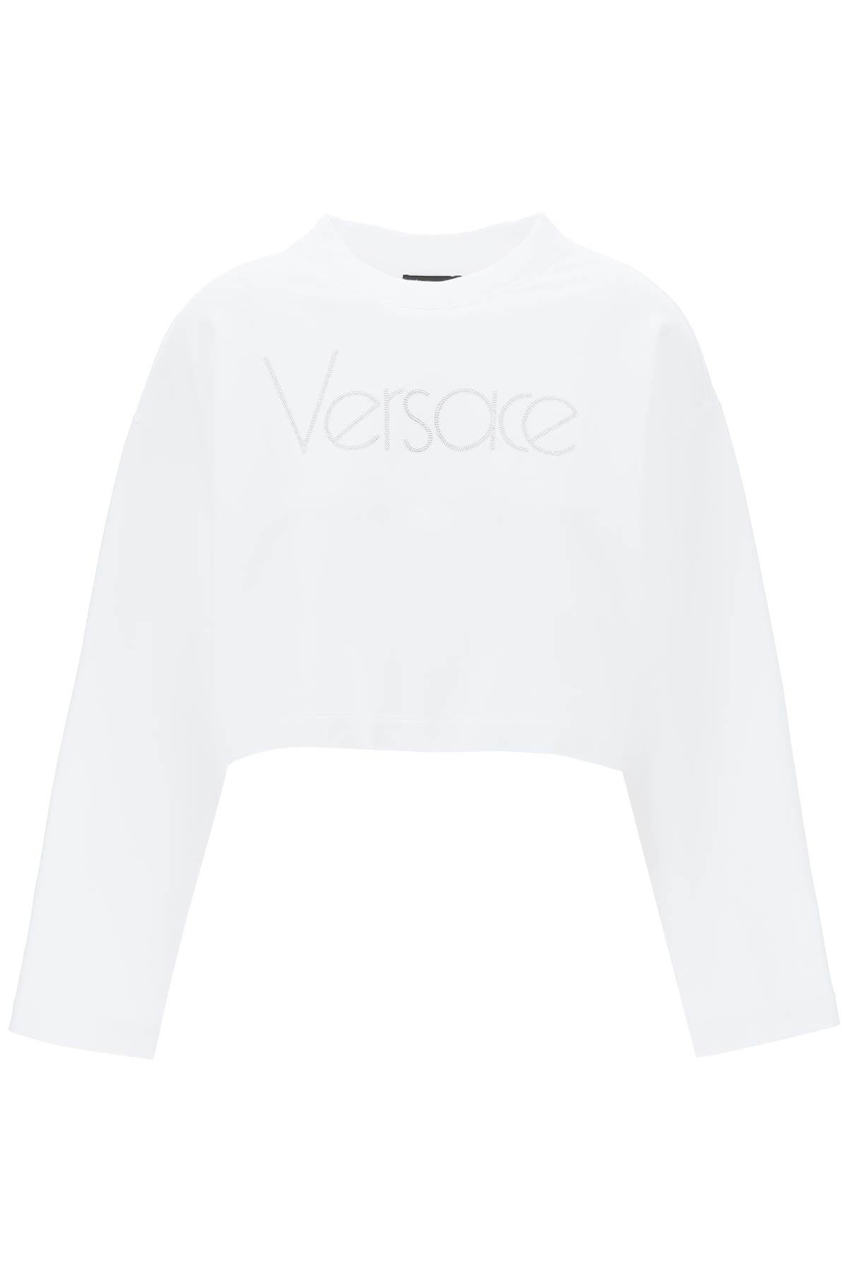 Versace "cropped sweatshirt with rhinestone - White