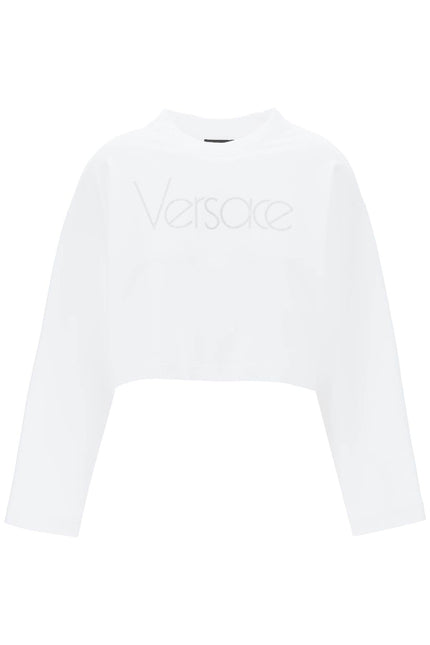 Versace "cropped sweatshirt with rhinestone - White