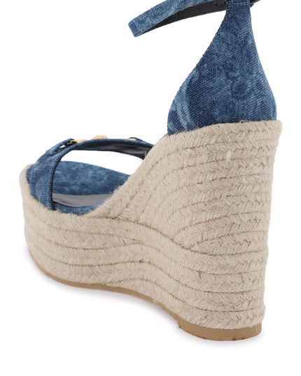 Versace denim barocco wedge sandals