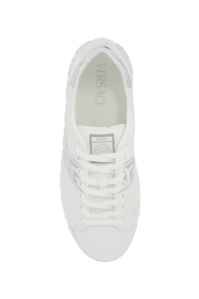 Versace embroidered greek pattern sneakers in - White