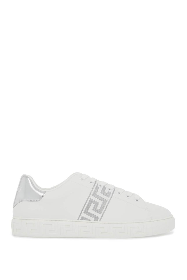 Versace embroidered greek pattern sneakers in - White