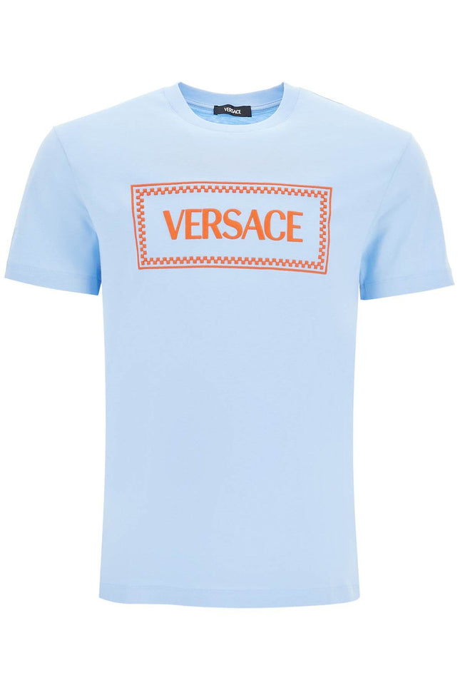 Versace embroidered logo t-shirt - Light blue