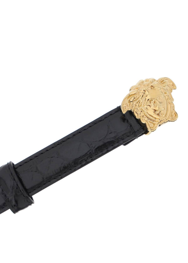 Versace la medusa croco-embossed belt