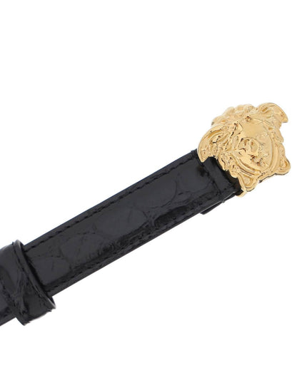 Versace la medusa croco-embossed belt