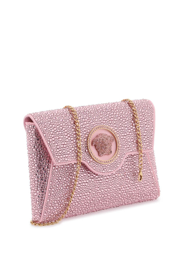 Versace la medusa envelope clutch with crystals