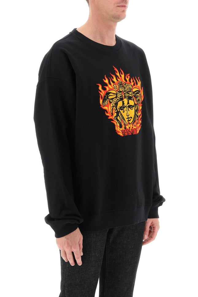 Versace medusa flame sweatshirt - Black