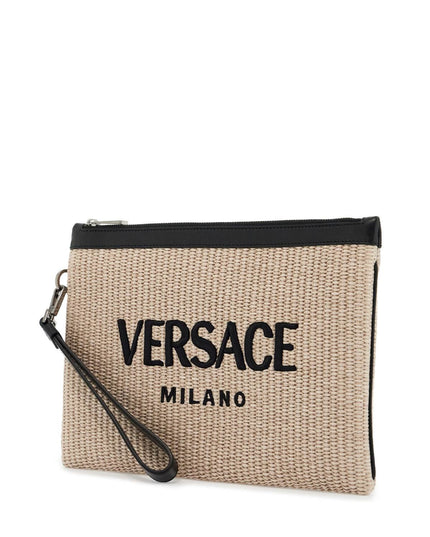 Versace raffia pouch for