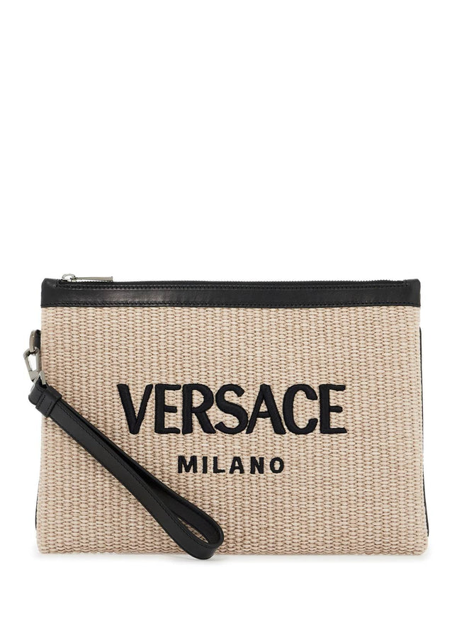 Versace raffia pouch for