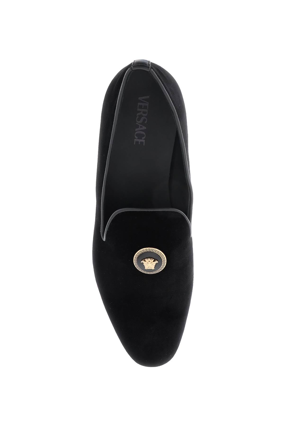 Versace velvet medusa loafers - Black