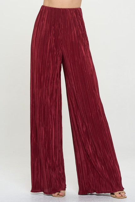 Vibrant Plisse Lined Straight Pants-1