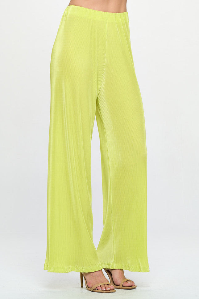 Vibrant Plisse Lined Straight Pants-1