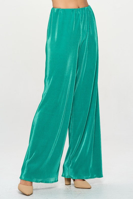 Vibrant Plisse Lined Straight Pants-1