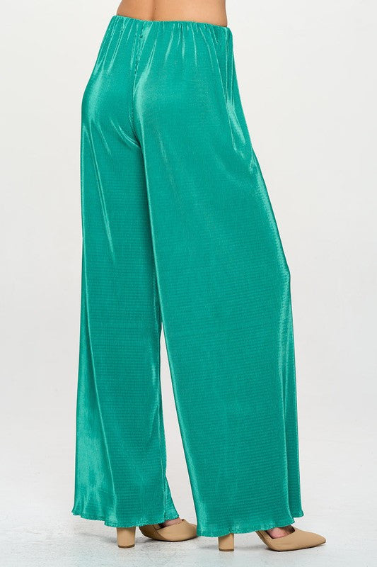 Vibrant Plisse Lined Straight Pants-2