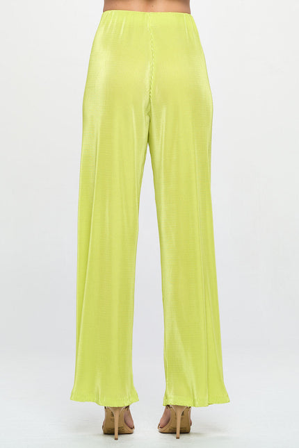 Vibrant Plisse Lined Straight Pants-3