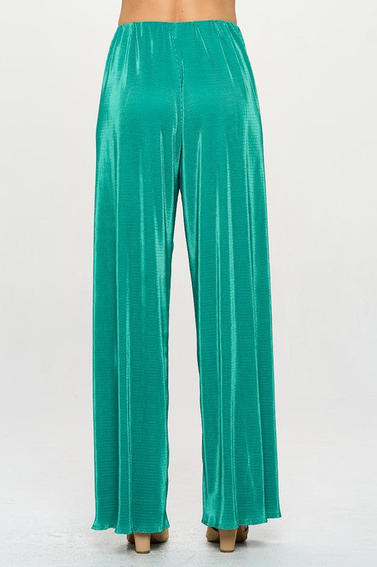 Vibrant Plisse Lined Straight Pants-3