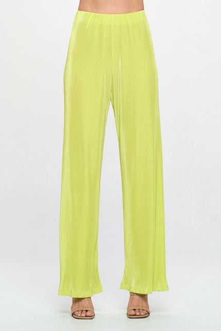 Vibrant Plisse Lined Straight Pants-0