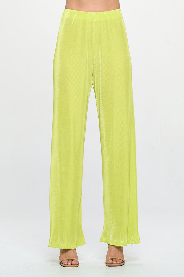 Vibrant Plisse Lined Straight Pants-0