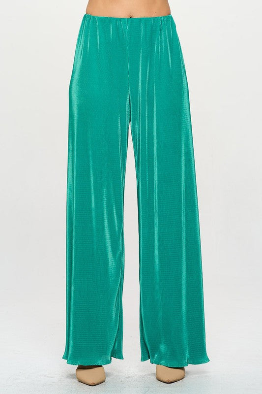 Vibrant Plisse Lined Straight Pants-0