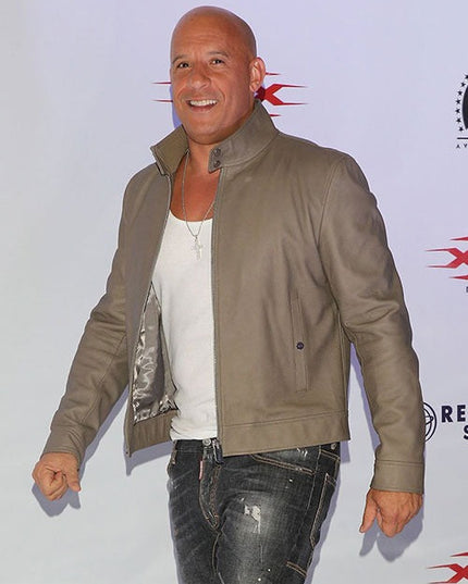 Vin Diesel Genuine Leather Jacket Gray-1