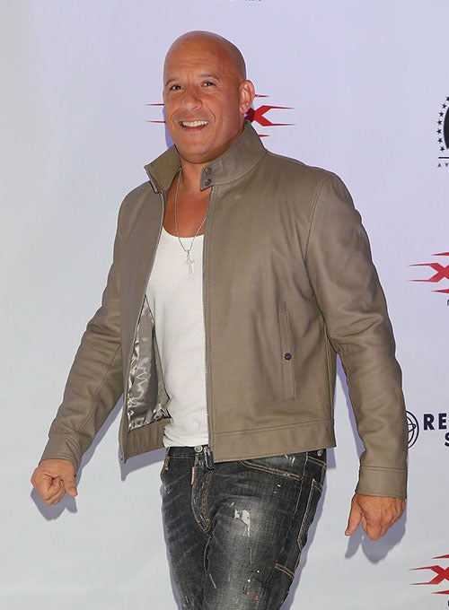 Vin Diesel Genuine Leather Jacket Gray-1