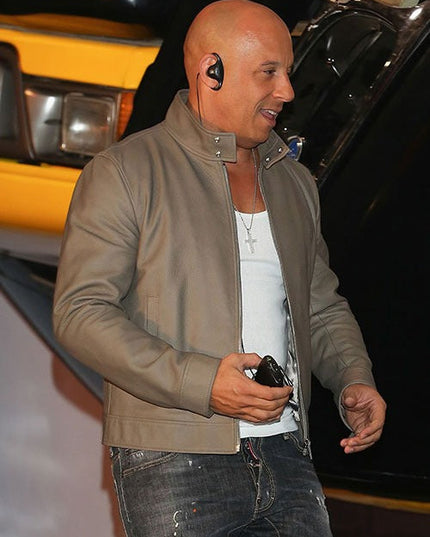 Vin Diesel Genuine Leather Jacket Gray-2