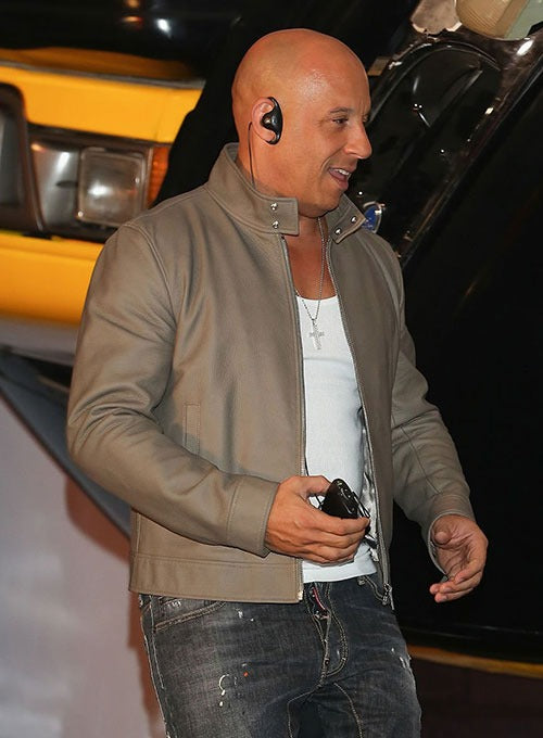 Vin Diesel Genuine Leather Jacket Gray-2