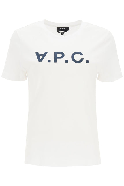 Vpc Logo Flock T-Shirt-women > clothing > tops and sweatshirts > t-shirts and polo shirts-A.P.C.-l-Bianco-Urbanheer