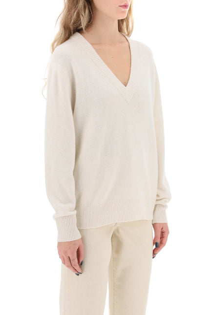 Guest In Residence The V Cashmere Sweater White-GUEST IN RESIDENCE-White-XS-Urbanheer