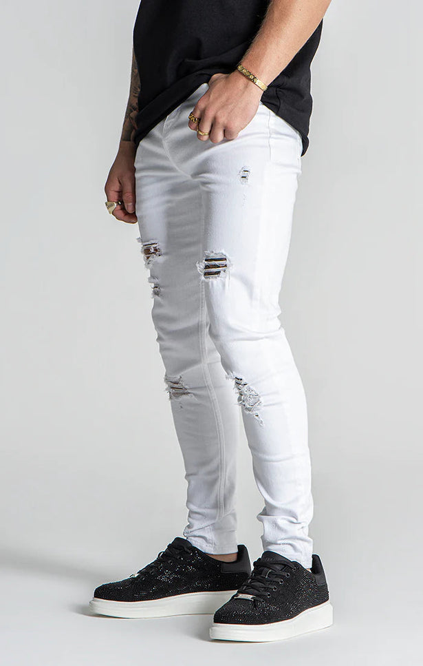 WHITE GK DESTROYED JEANS-Jeans-Gianni Kavanagh-Urbanheer