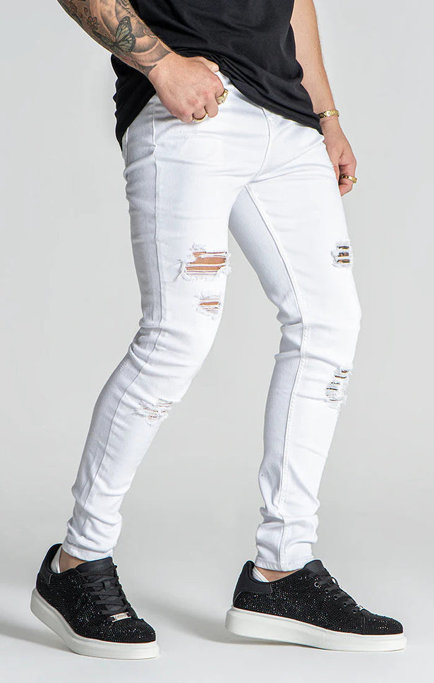 WHITE GK DESTROYED JEANS-Jeans-Gianni Kavanagh-Urbanheer