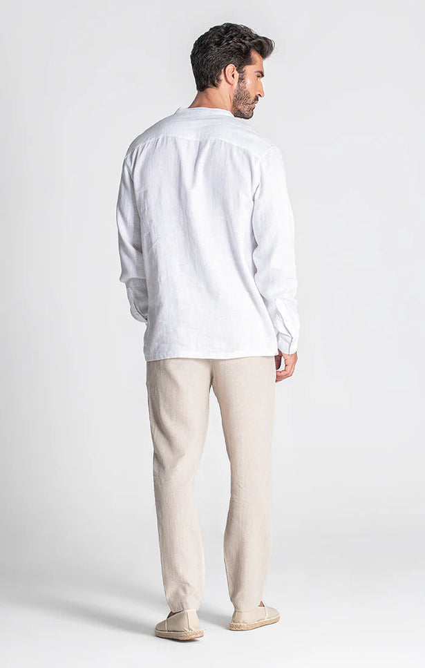 WHITE LINEN GRANDAD SHIRT-SHIRT-Gianni Kavanagh-Urbanheer