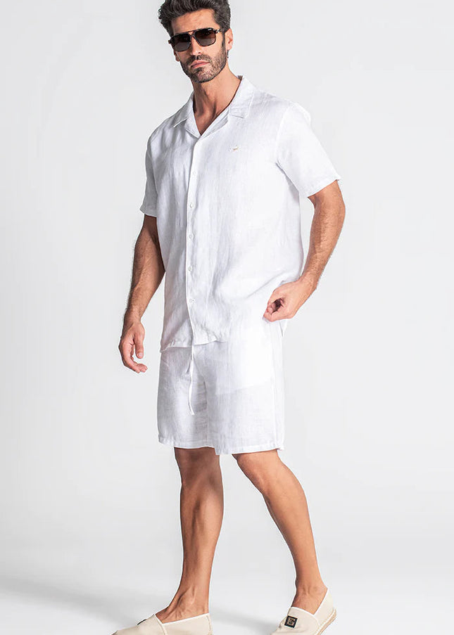 WHITE LINEN HAWAIIAN SHIRT-SHIRT-Gianni Kavanagh-Urbanheer