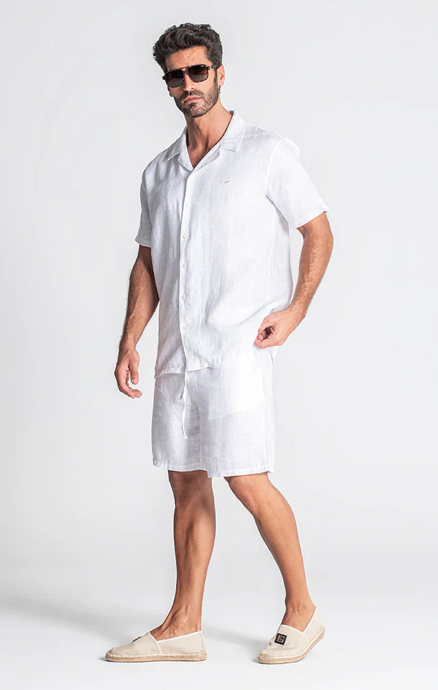 WHITE LINEN HAWAIIAN SHIRT-SHIRT-Gianni Kavanagh-Urbanheer