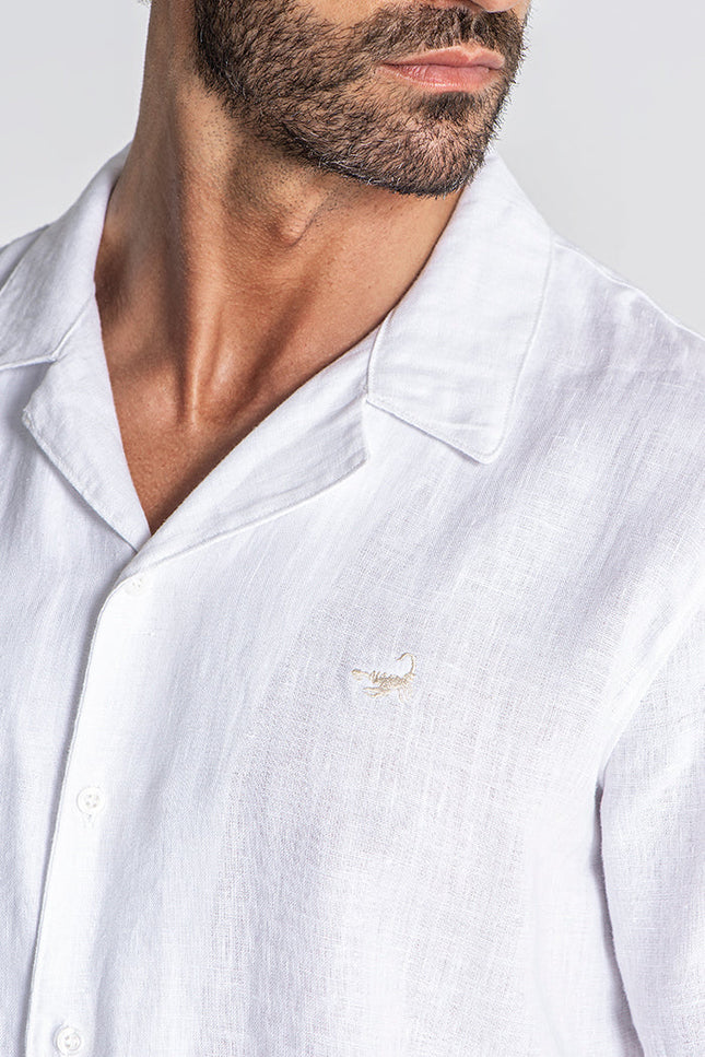 WHITE LINEN HAWAIIAN SHIRT-SHIRT-Gianni Kavanagh-Urbanheer