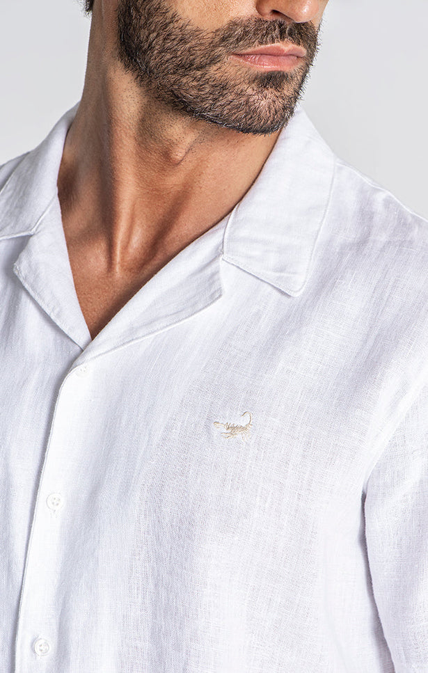 WHITE LINEN HAWAIIAN SHIRT-SHIRT-Gianni Kavanagh-Urbanheer