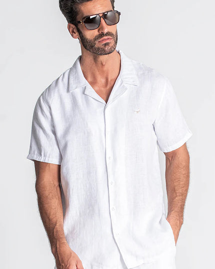 WHITE LINEN HAWAIIAN SHIRT-SHIRT-Gianni Kavanagh-XS-Urbanheer